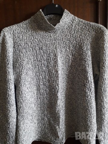 Дамско елегантно поло сребристо намачкана материя, снимка 3 - Блузи с дълъг ръкав и пуловери - 30037941
