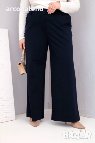 Дамски панталони Plus Size с широки крачоли и висока талия, 7цвята , снимка 5 - Панталони - 53072895