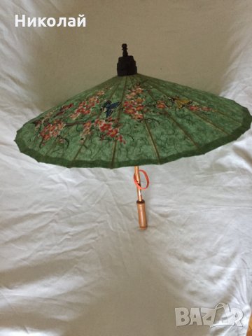 Ръчно изработен, ръчно рисуван тайландски чадър "Цветя и пеперуди", парасол,  Чианг Май/ Chiang Mai, снимка 9 - Други - 31803303