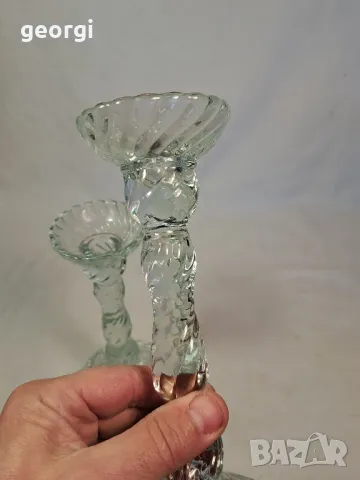 два стъклени свещника  6/3, снимка 3 - Декорация за дома - 49272215