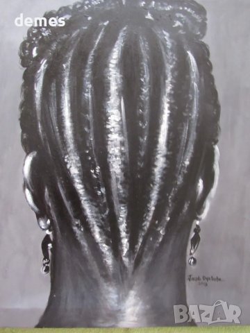 Класическа африканска прическа-картина с маслени бои-голяма, снимка 2 - Картини - 48423261