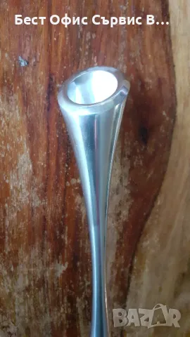 метален свещник дизайнерски, внесен от Дания, стабилен масивен хром метал, снимка 8 - Декорация за дома - 48355898