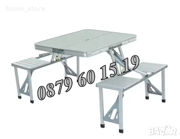 Сгъваема маса с 4 стола тип куфар за къмпинг и риболов, алуминиева, снимка 3 - Къмпинг мебели - 50488311