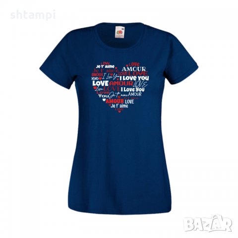 Дамска тениска Свети Валентин Love Word Heart, снимка 5 - Тениски - 35648244