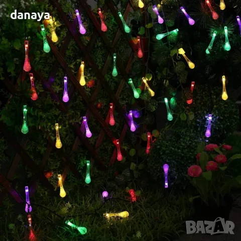 5460 Многоцветни соларни лампички Капки, 20 светодиода, снимка 2 - Декорация за дома - 47978106