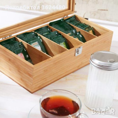 4097 Дървена кутия с 5 отделения за съхранение на чай, снимка 5 - Други стоки за дома - 42153573