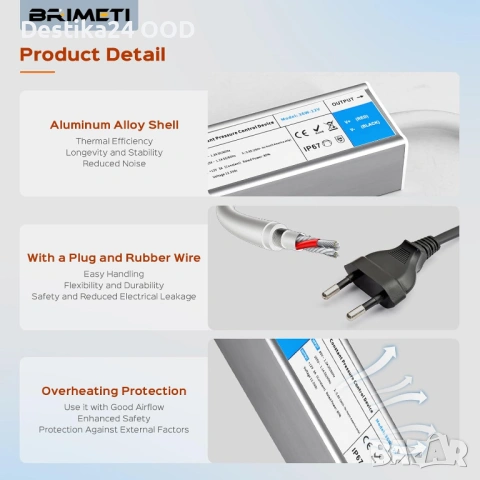 LED трансформатор 220V към 24V 36W IP67 водоустойчив, снимка 7 - Лед осветление - 54118948