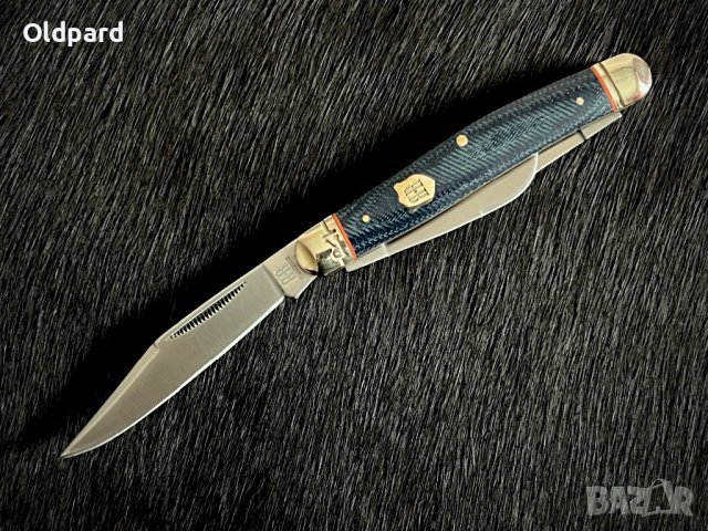 Колекционерски джобен сгъваем нож с три остриета RR Stockman Denim Micarta. (RR2344)