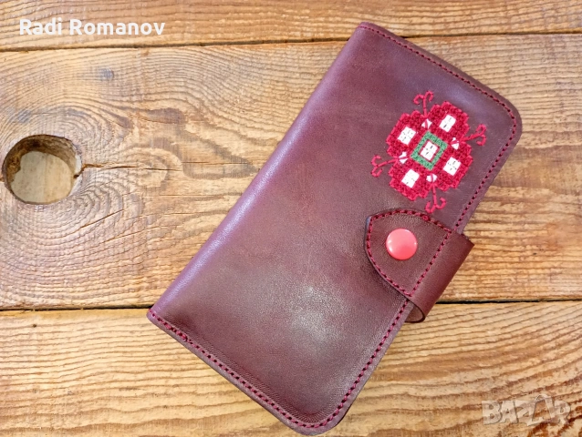 Ръчно изработен дамски кожен портфейл 