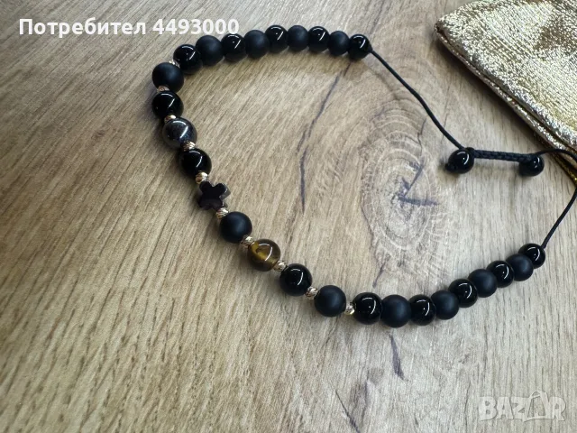 Гривна с златни топчета, снимка 3 - Гривни - 56430653