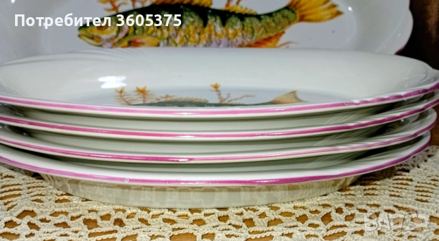 Порцеланов рибен сервиз на Разград, снимка 6 - Антикварни и старинни предмети - 52997466