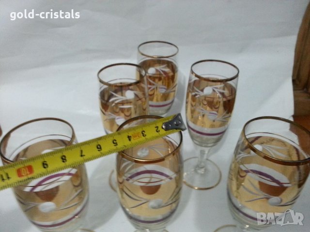 Сретро стъклени чаши с позлата, снимка 3 - Антикварни и старинни предмети - 35449451