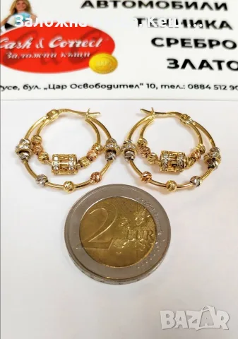 Златни обеци 14К.Тегло 6.38 гр.Цена 485 €., снимка 2 - Обеци - 56305285
