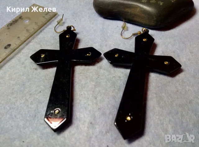 ГОЛЕМИ КРЪСТООБРАЗНИ ОРНАМЕНТИРАНИ ЗЛАТИСТИ АРТ ОБЕЦИ МЕСИНГ КРИСТАЛИ и СИНТЕТИКА 48761, снимка 2 - Обеци - 48734656