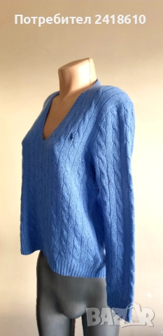 POLO Ralph Lauren Cable Wool / Cashmere Knit V - Neck Womens Size M ОРИГИНАЛ! Дамски Пуловер !, снимка 7 - Блузи с дълъг ръкав и пуловери - 52918656