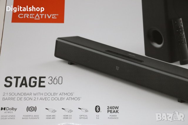 Creative STAGE 360, 2.1 Soundbar, Bluetooth,Dolby Atmos, HDMI 2.0, ARC, снимка 4 - Аудиосистеми - 42697359