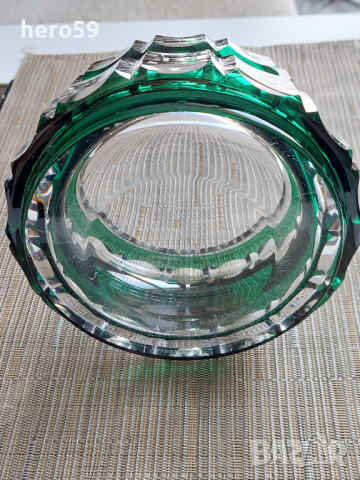 Авторска кристална бомбониера-Vase en cristal izumrud Val saint Lambert  Art déco/, снимка 4 - Антикварни и старинни предмети - 44514561
