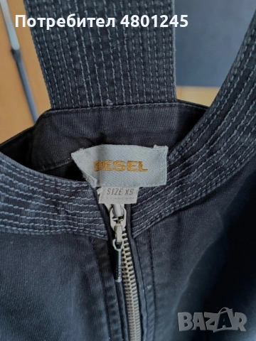 Ефектна дънкова рокля DIESEL с цип и отворен гръб, снимка 3 - Рокли - 54241315