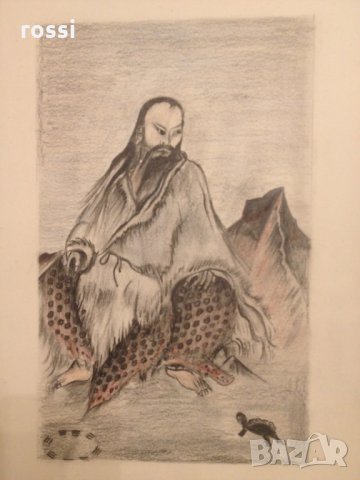 Китайска картина -цветна графика 1985 г. оригинал с рамка, снимка 2 - Картини - 30624463