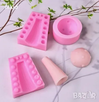 3D гъба гъбка 3 части силиконов молд форма декорация торта фондан шоколад и др, снимка 2 - Форми - 47501677
