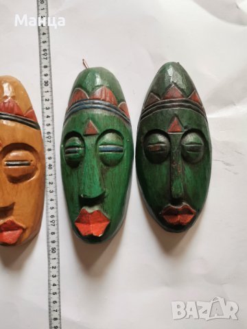 Африкански маски 5 броя, снимка 3 - Антикварни и старинни предмети - 30949352