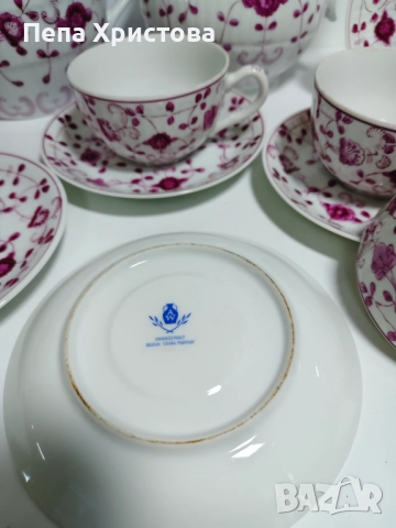 Сервиз за чай от фин порцелан August Warnecke, снимка 7 - Сервизи - 52655241