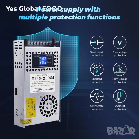 Регулируемо захранване 0-24V 25A 600W дисплей, снимка 3 - Друга електроника - 54134879