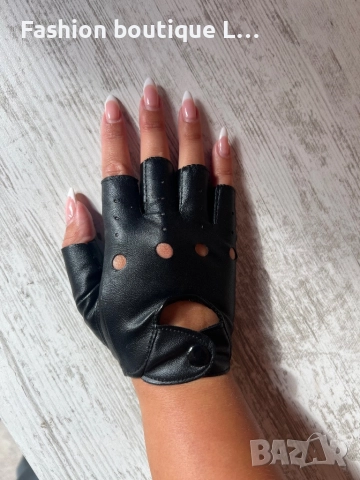 Черна дамска кожена ръкавици без пръсти за дясната ръка 🖤, снимка 3 - Ръкавици - 52186522