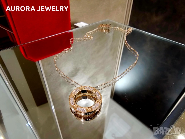 CARTIER Love Rose Gold Large Paved Diamonds Pendant Дамскo Колие, снимка 3 - Колиета, медальони, синджири - 52888468