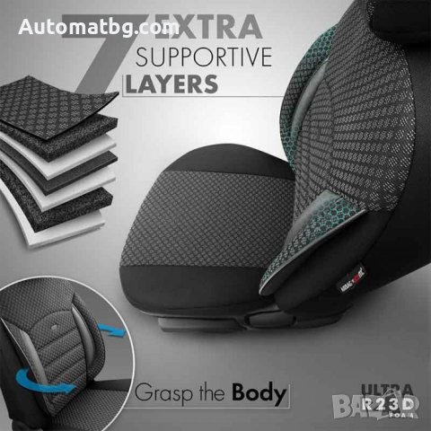 Тапицерия за седалки Automat, 11 части, Черен със сив кант, снимка 2 - Аксесоари и консумативи - 44243639