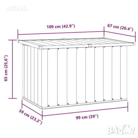 vidaXL Градински сандък за съхранение, антрацит, 109x67x65 см, снимка 6 - Ракли - 56147680