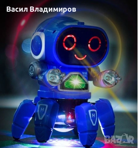 Танцуващ мини робот с LED светлини и 360 градуса ротация, снимка 2 - Музикални играчки - 53305618