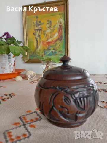 Абаносова Кутия за бижута и Скулптура Носорог - Африканско изкуство, Ю.А.Р., снимка 1