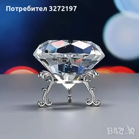Бохемска Кристална Украса С Форма На Диамант, Със Сребриста Стойка,различни цветове, снимка 3 - Декорация за дома - 48257342