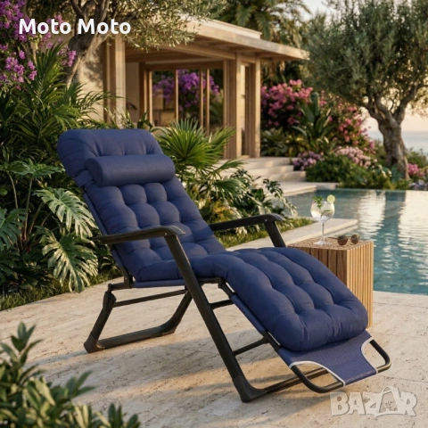 Сгъваем градински шезлонг, снимка 3 - Градински мебели, декорация  - 53940656