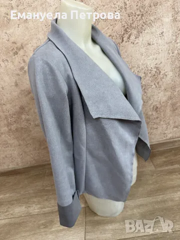 Дамско сако - сиво - велур - спортно-елегантно , снимка 2 - Сака - 48071401