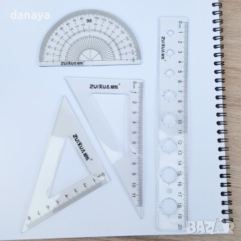 3041 Геометричен комплект за чертане огъващи се линия триъгълници транспортир, снимка 2 - Ученически пособия, канцеларски материали - 37808830