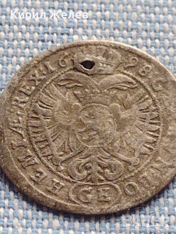 Сребърна монета 3 кройцера 1698г. Леополд първи Прага Свещена Римска Империя 13796, снимка 6 - Нумизматика и бонистика - 42899978