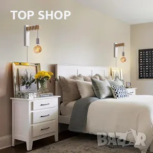 SENFAY индустриална ретро лампа с ключ и щепсел нощна лампа от дърво и метал е27, снимка 11 - Лампи за стена - 49093030