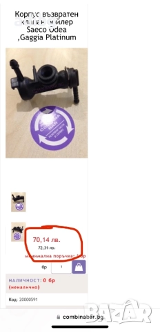 Saeco - Дренажен Клапан Saeco Xelsis Exprelia Energica Talea Odea Giro, снимка 3 - Кафемашини - 51642641