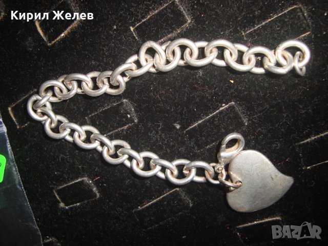 ПОСРЕБРЕНА ГРИВНА ТИП ТИФАНИ със СЪРЧИЦА 18598, снимка 5 - Гривни - 31401356