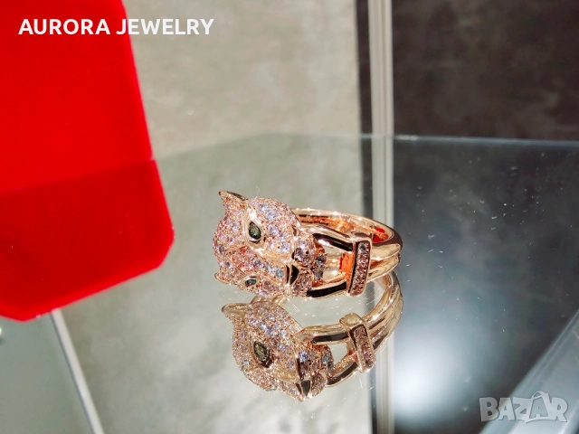 CARTIER Panthere de Cartier Rose Gold Paved Head Diamonds Пръстен, снимка 5 - Пръстени - 52879601