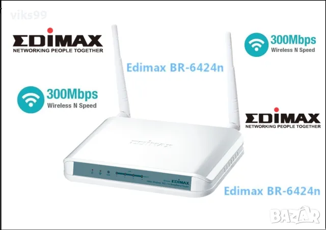 Wi-Fi Рутер EDIMAX BR-6424n v2 3-в-1 300 Mbit/s, снимка 1 - Рутери - 47693740