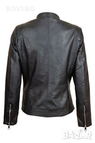 Дамско кожено яке черно 4121, снимка 2 - Якета - 44449808