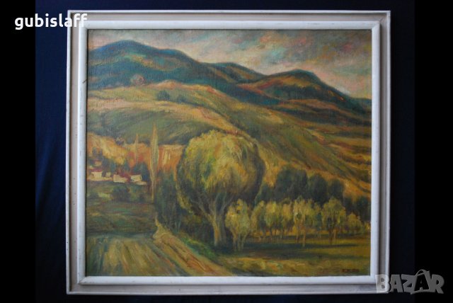 Стара картина, Край Вършец, К.Костадинов, 1989 г., 68х60 см., снимка 1 - Картини - 31260854