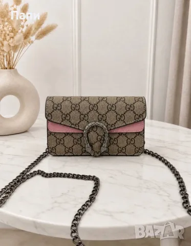 Дамска чанта Gucci кафяво и розово 