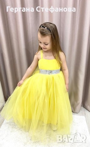 Прелестна рокля в жълто  Размери -4г.6г.8г.10г.12г. Цена -55 лв, снимка 2 - Детски рокли и поли - 40587229