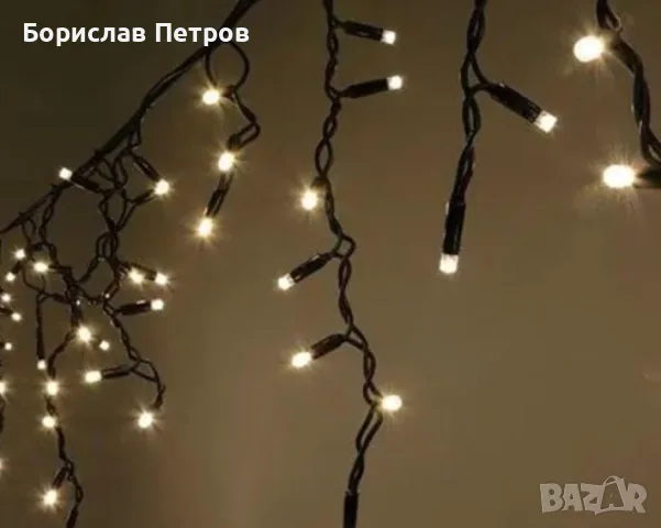 Коледна LED завеса за външен монтаж, 100% водо и влаго защитена, Дължина: 3метра, Висулки:60см