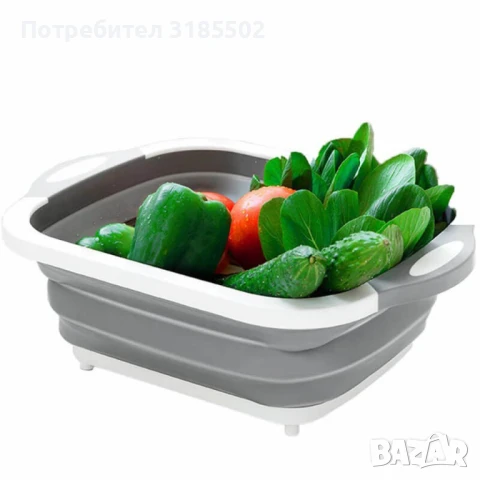 Многофункционална сгъваема дъска за рязане - леген с тапа