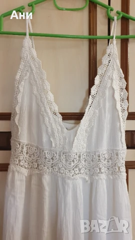 Дълга бяла памучна рокля, размер S